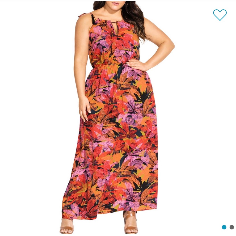 🆕City Chic Sunrise leafs print maxi dress